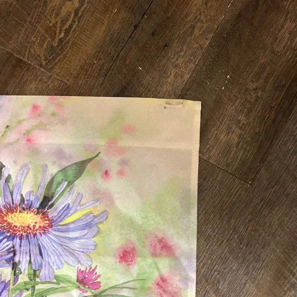 Kathleen‎ Parr McKenna Purple Aster Watercolor Floral Garden Flag Banner 28x39
